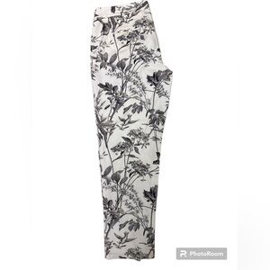 Talbots The Weekender Cream & Black Floral/Bushes/Birds Cotton Chinos 10P NWT